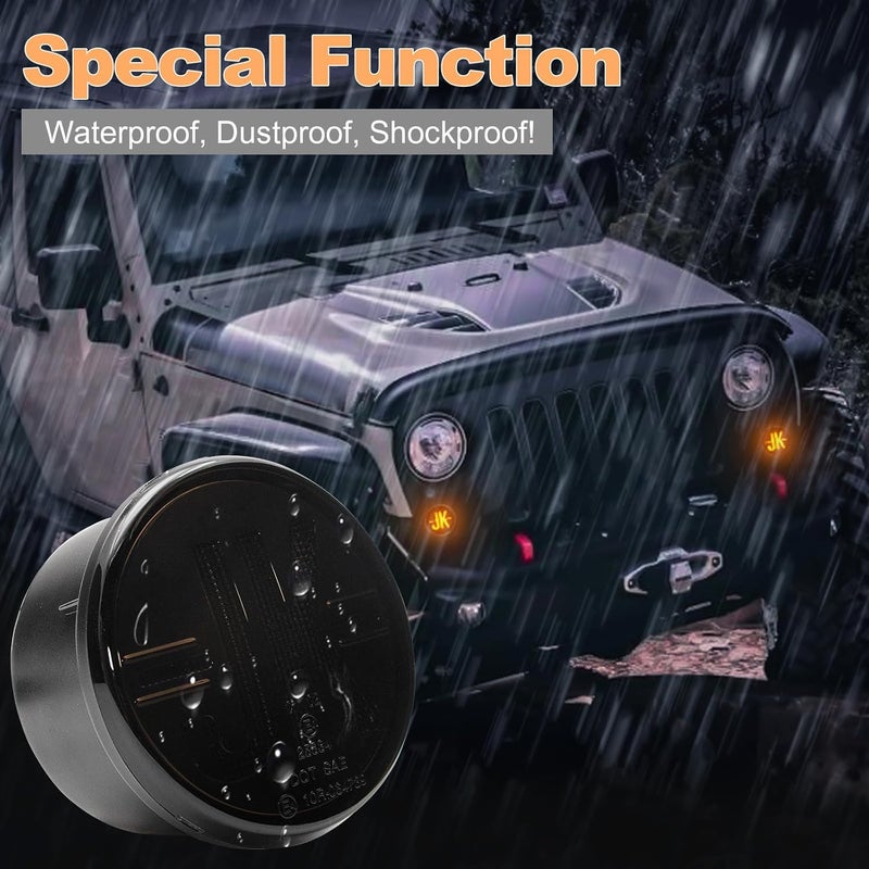 Aexploer LED Turn Signal Lights Compatible with Wrangler JK JKU 2007-2018,Turn Signal&Parking Lights,2024 NEW,Favorite of Off-Road Enthusiasts for JK,White&Yellow Light (Smoked Lens) - Image 4